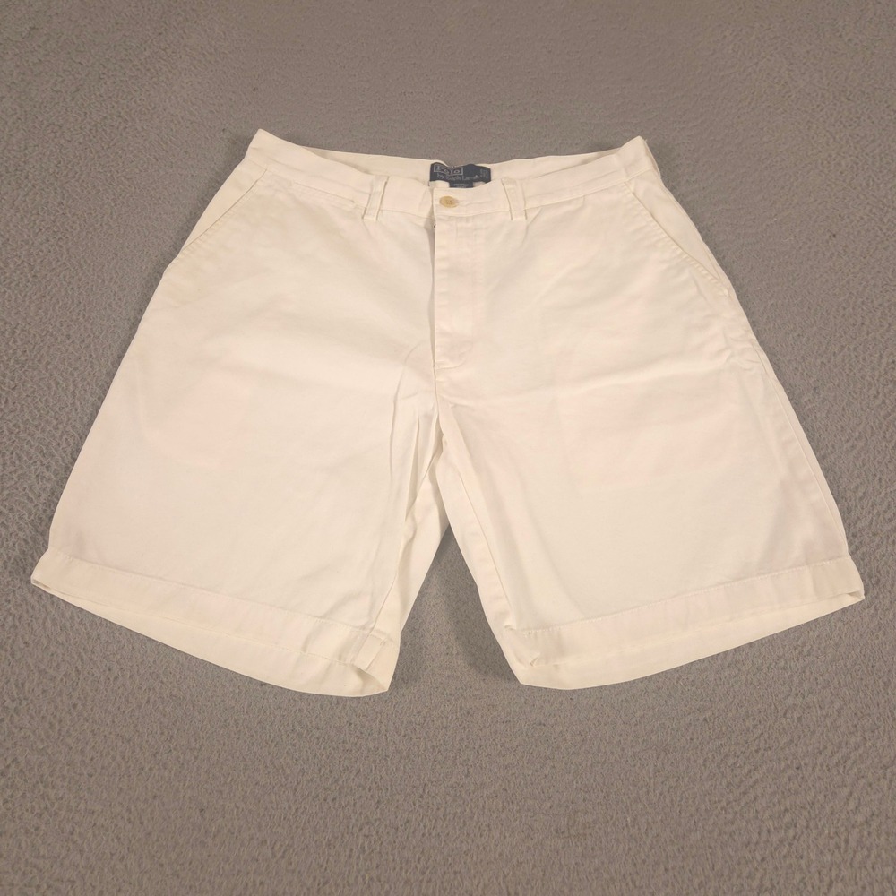 VINTAGE Polo Ralph Lauren Shorts Mens 34 White Prospect Short Cotton Twill 90s